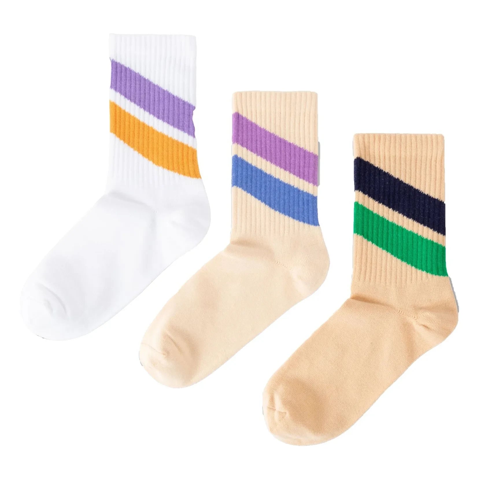Repose AMS - Set de 3 Calcetines Rayados | Beige