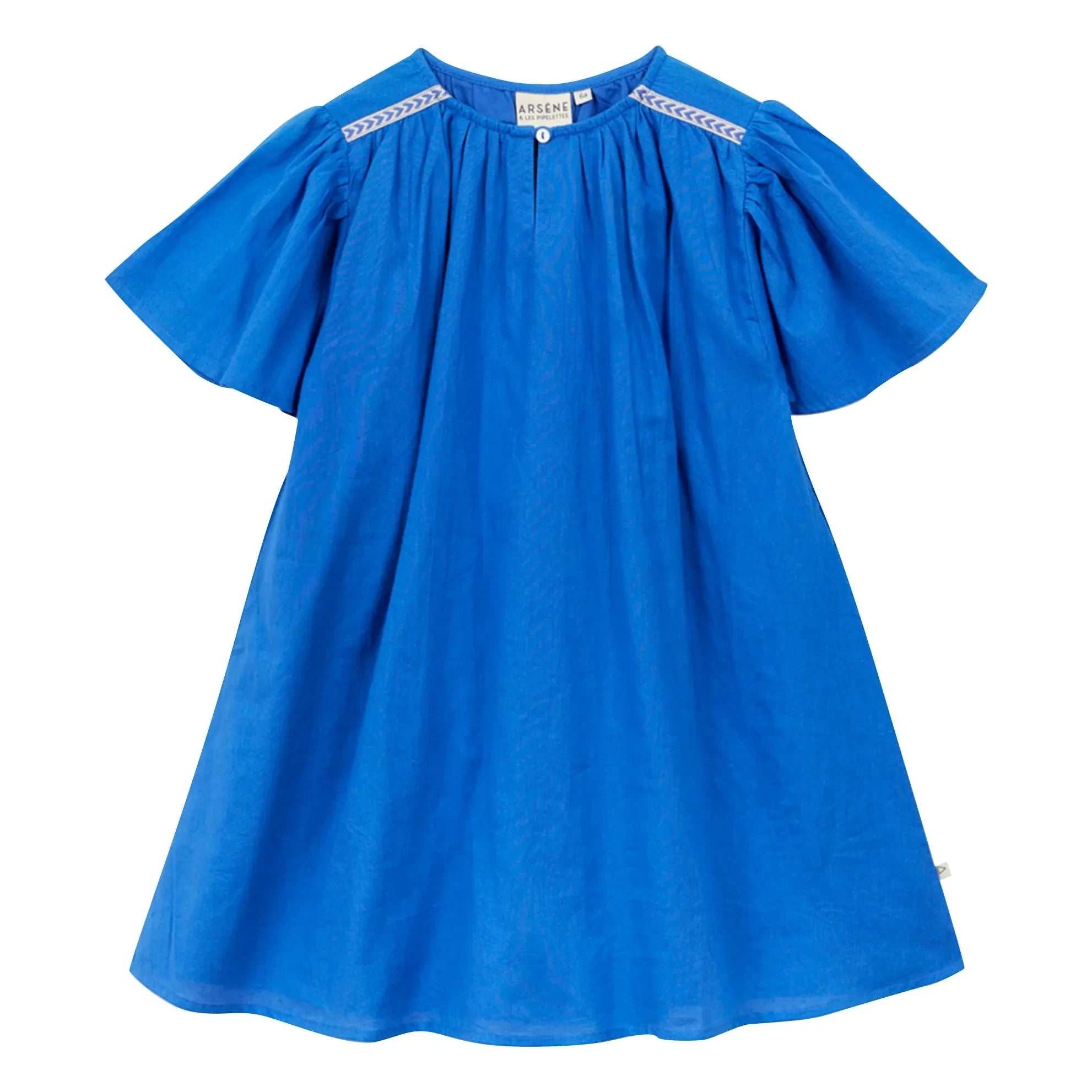 Arsène et Les Pipelettes - Vestido de volantes de voile de algodón orgánico | Azul celeste