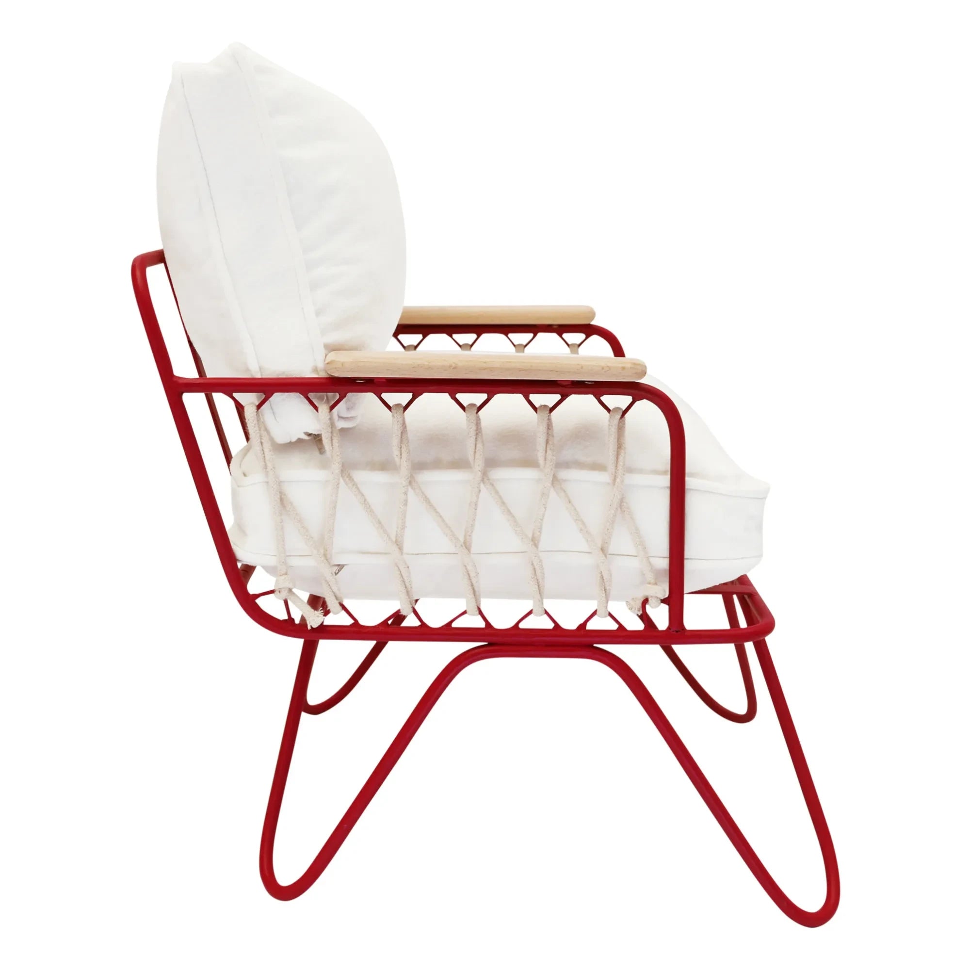 Honoré - Baby Croisette Lounge Chair - Algodón, estructura de metal rojo | Blanco