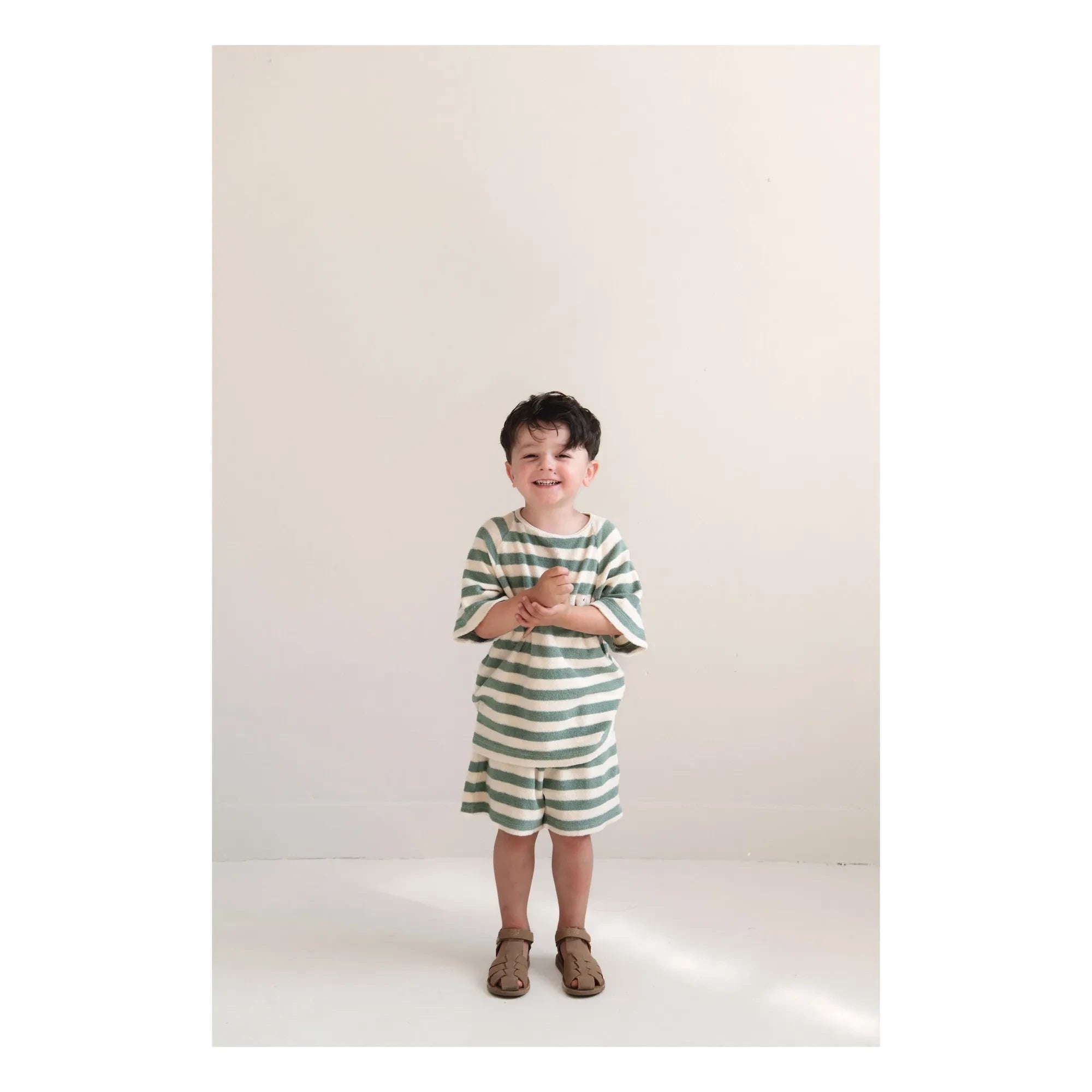 Jenest - Camiseta de algodón orgánico a rayas | Caqui
