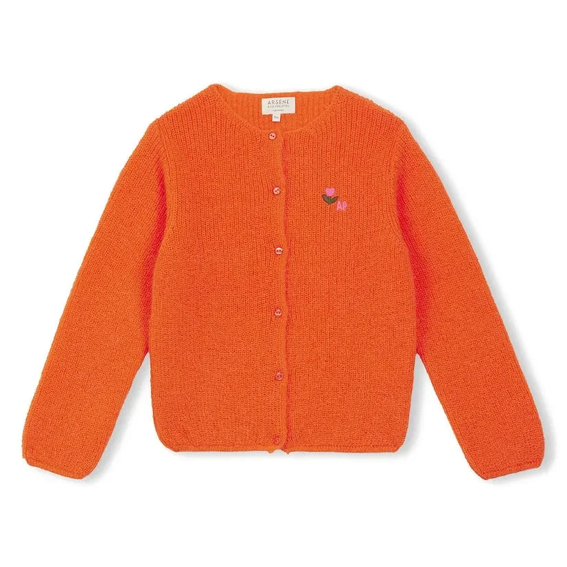 Arsène et Les Pipelettes - Cárdigan de Lana con Estampado Floral | Naranja