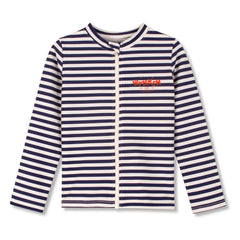 Wynken - Camiseta de rayas con cremallera y protección UV de fibras recicladas | Azul marino