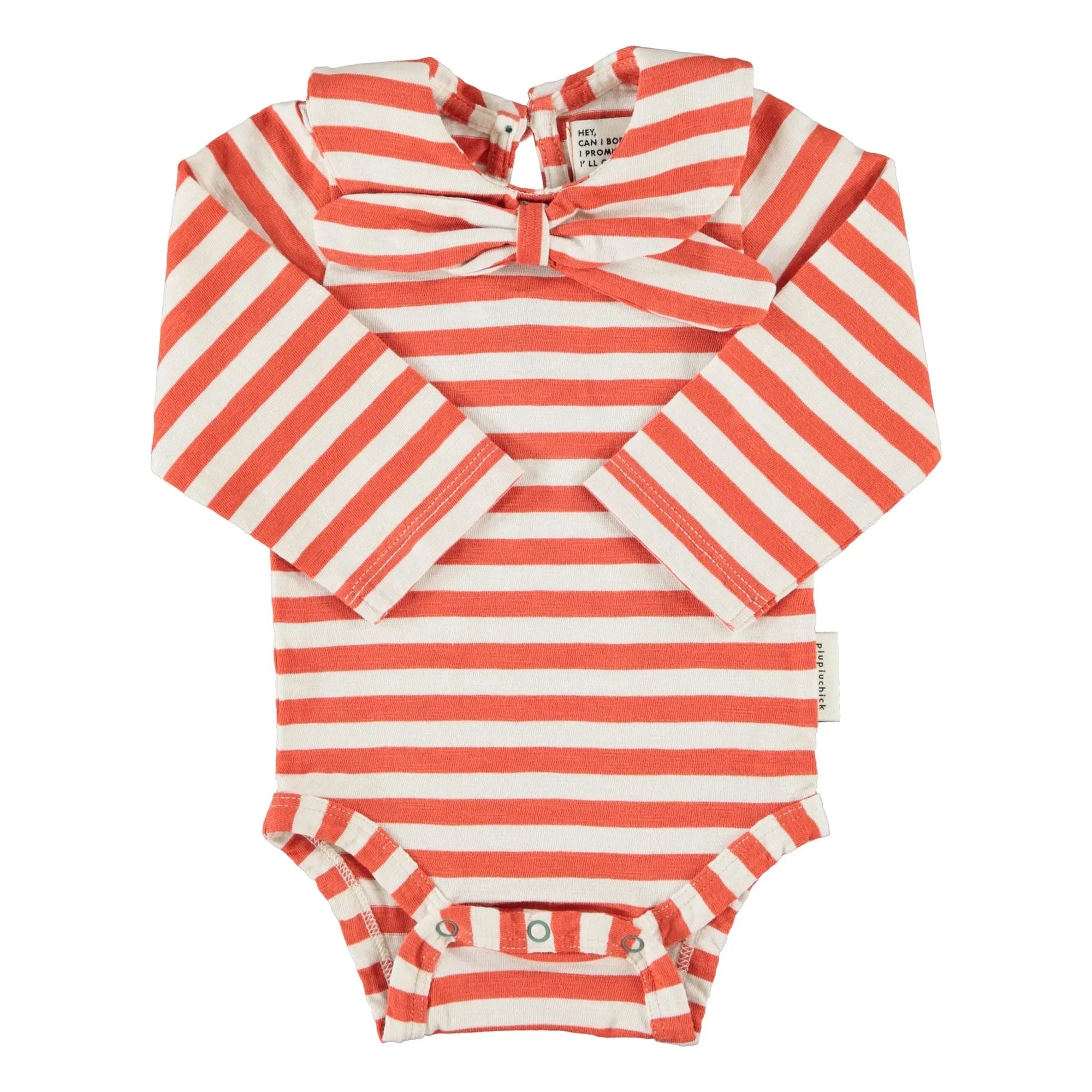 Piupiuchick - Body con Cuello Azul Marino a Rayas | Naranja