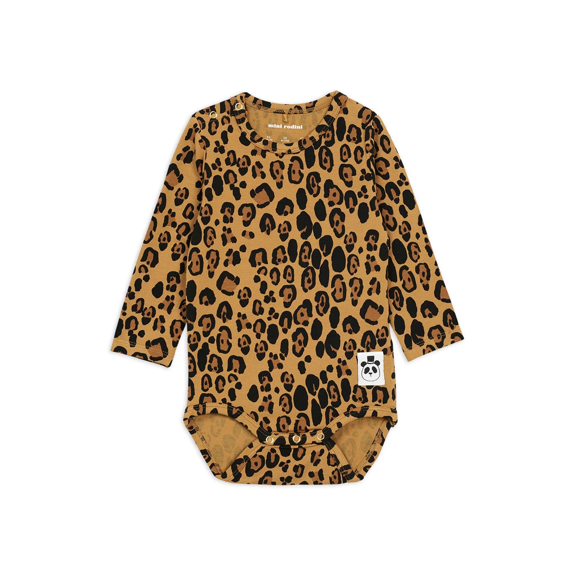 Mini Rodini - Mono de Manga Larga con Estampado de Leopardo | Beige