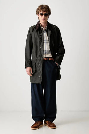 Chaqueta Barbour larga de algodón para hombre
