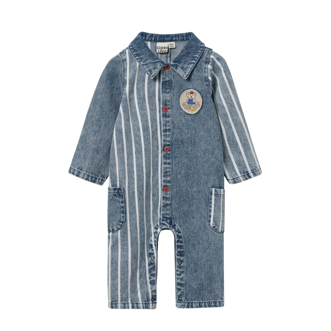 Goldie + Ace - Buddy Çizgili Denim Tulum | Mavi