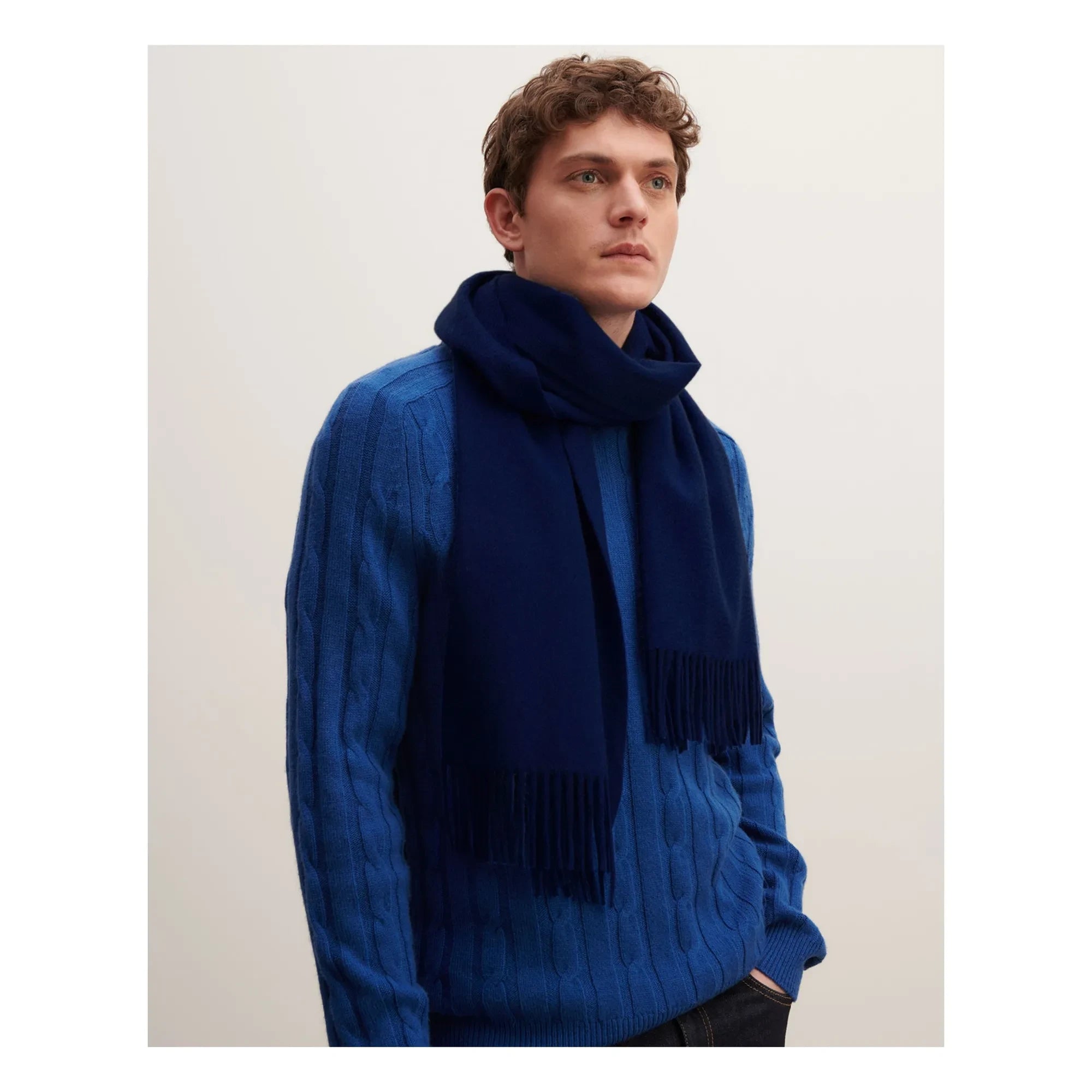 Bompard - Bufanda Clásica de Cachemira EB | Azul marino
