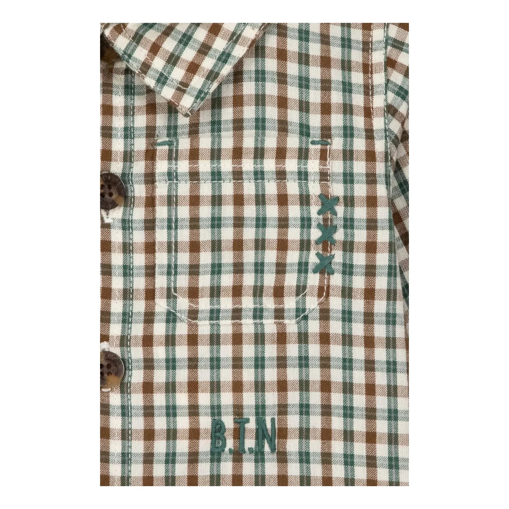 Bonton - Camisa de bebé de cuadros Paf | Verde