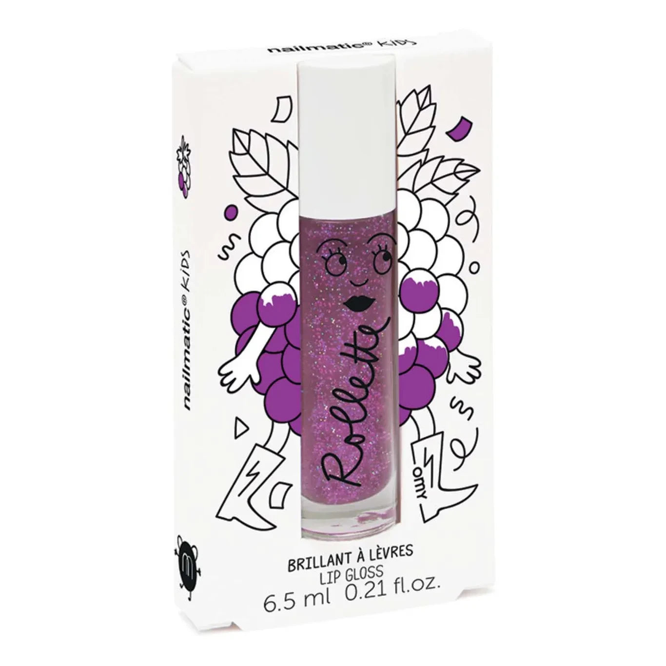 Nailmatic Kids - Brillo de labios en roll-on de morera - 6,5 ml | Morado