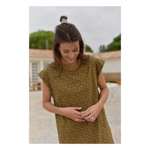 Marlot Paris - Vestido de algodón orgánico Constance Mini Leopardo - Colección Mujer | Marrón