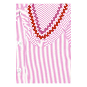 Mipounet - Blusa a rayas Nadine, cuello Claudine | Rosa claro