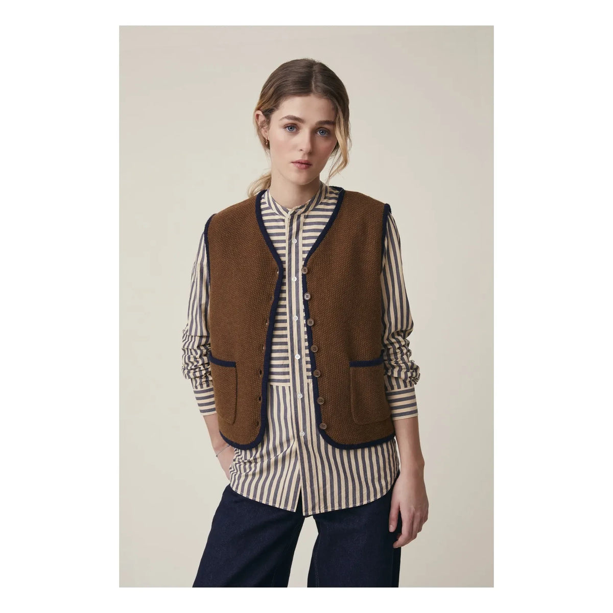 Moismont - Cárdigan Angèle n.º 232, lana merina | Marrón
