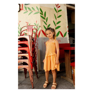 Louis Louise - Vestido fruncido a rayas Eden | Naranja
