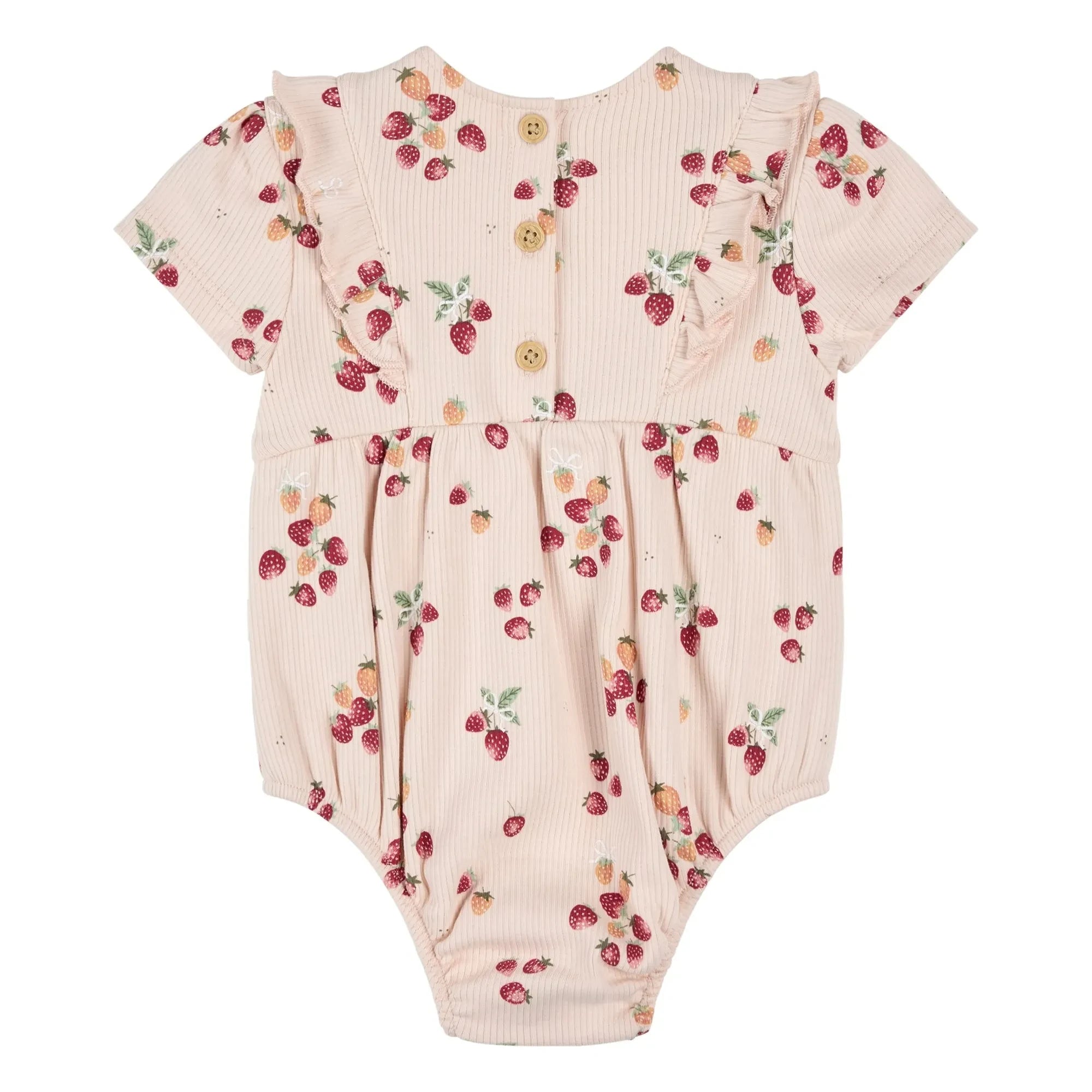 Petit Lem - Pelele de algodón orgánico acanalado con estampado floral | Rosa