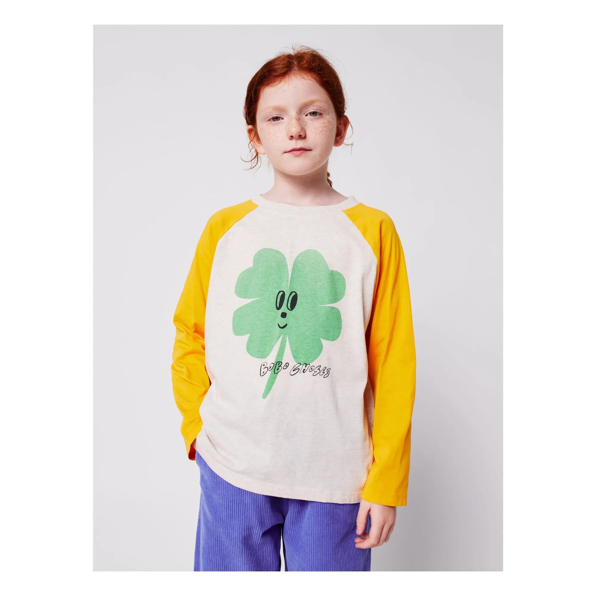 Bobo Choses - Camiseta Trébol de Algodón Orgánico con Bloques de Color | Amarillo