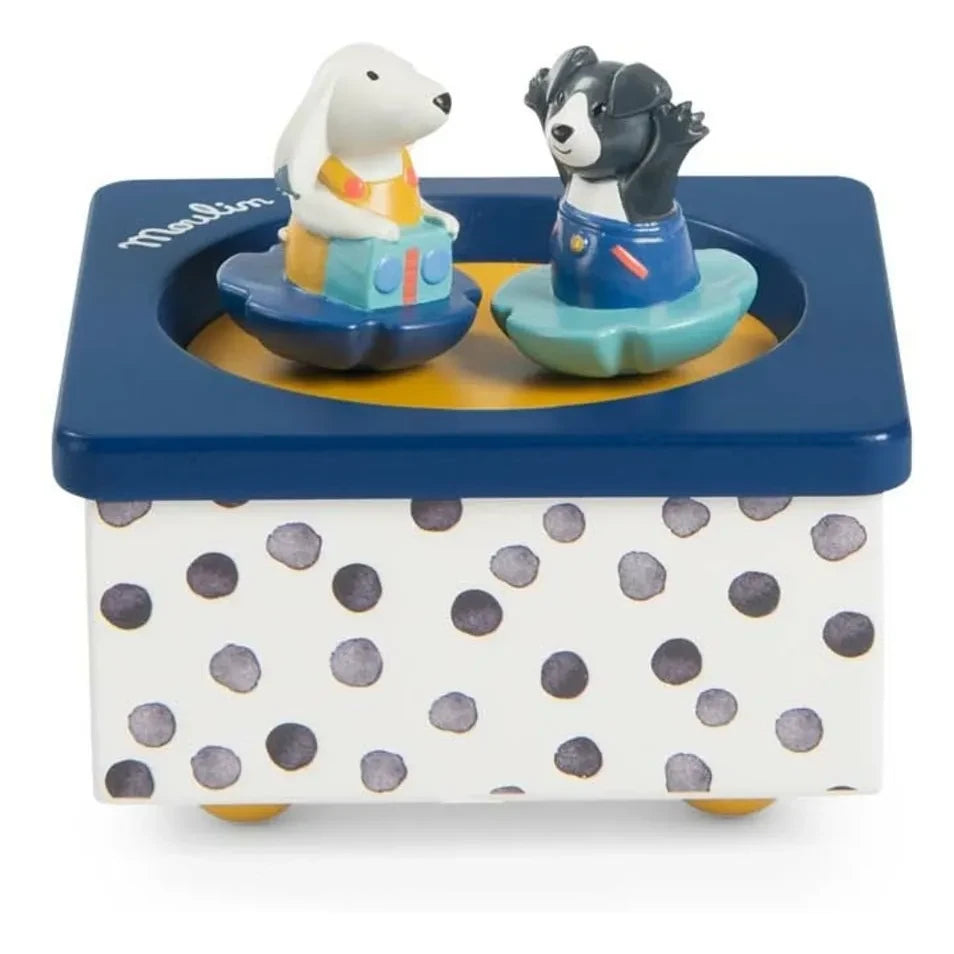 Moulin Roty - Caja de música Puce and Pilou | Azul