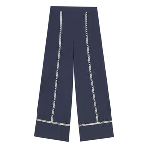 The Tiny Big Sister - Pantalón de Algodón de Corte Ancho | Azul Marino