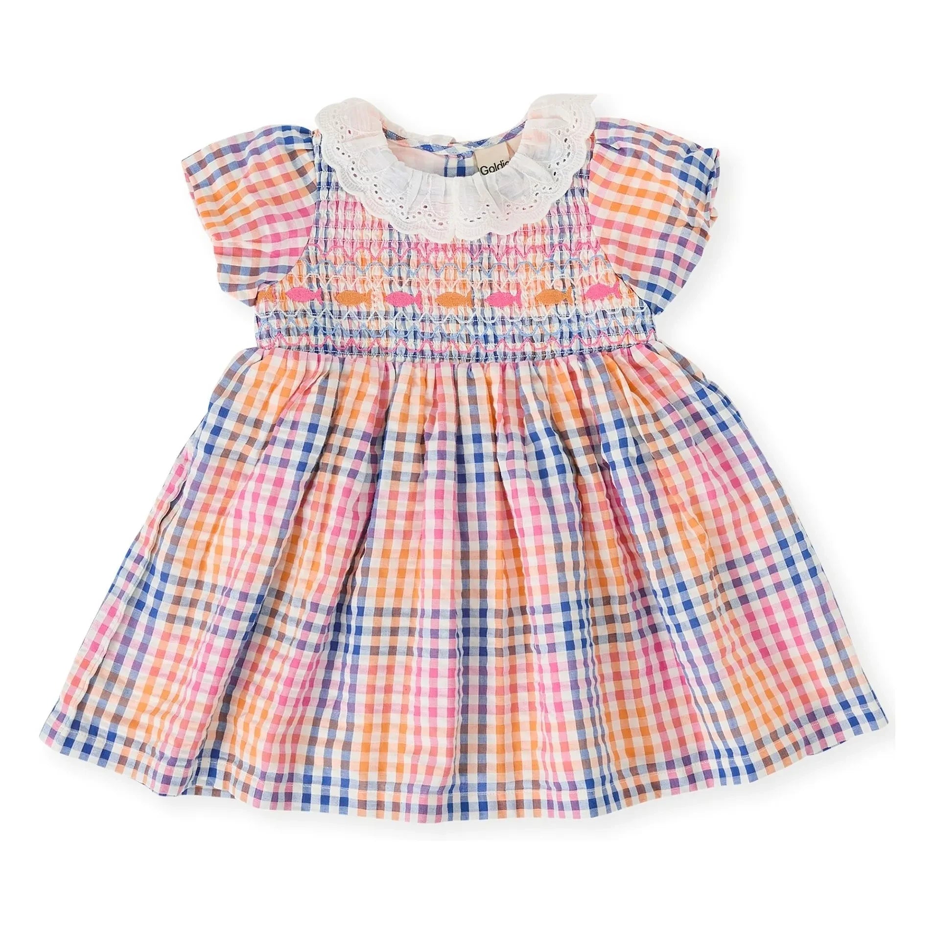 Goldie + Ace - Vestido fruncido de cuadros | Azul