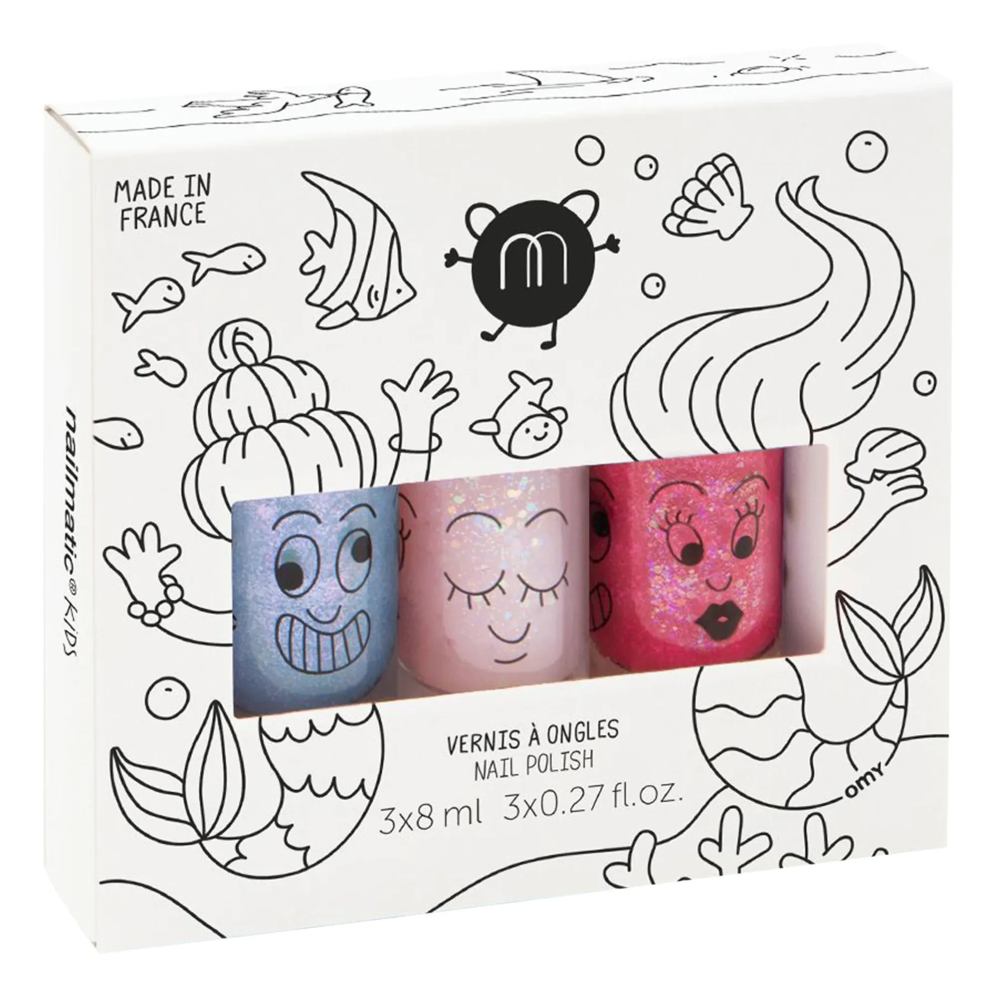 Nailmatic Kids - Set de 3 pintauñas Sirena - Merlin, Polly y Sissi