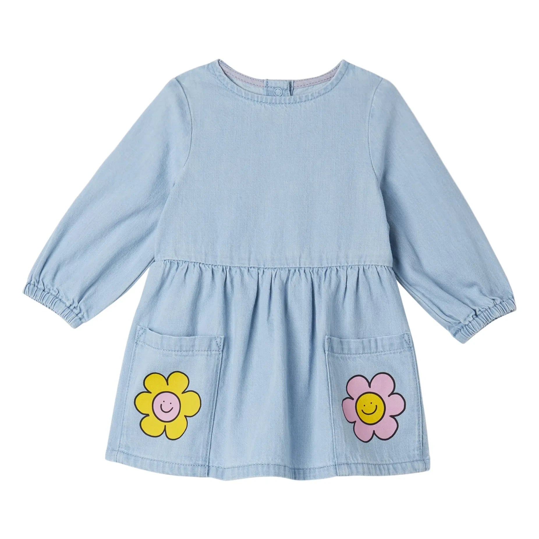 Stella McCartney Kids - Vestido vaquero con flores | Azul vaquero