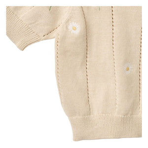 Wheat - Jersey de manga corta de algodón orgánico con flores para bebé Malvina | Crudo