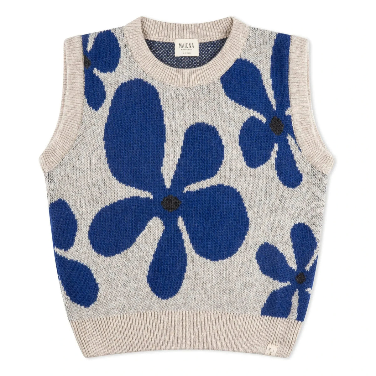 Matona - Jersey de lana sin mangas con flores | Gris