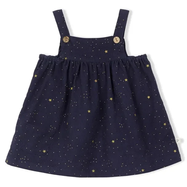 Arsène et Les Pipelettes - Terciopelo acanalado fino "Etoiles" Vestido | Azul oscuro