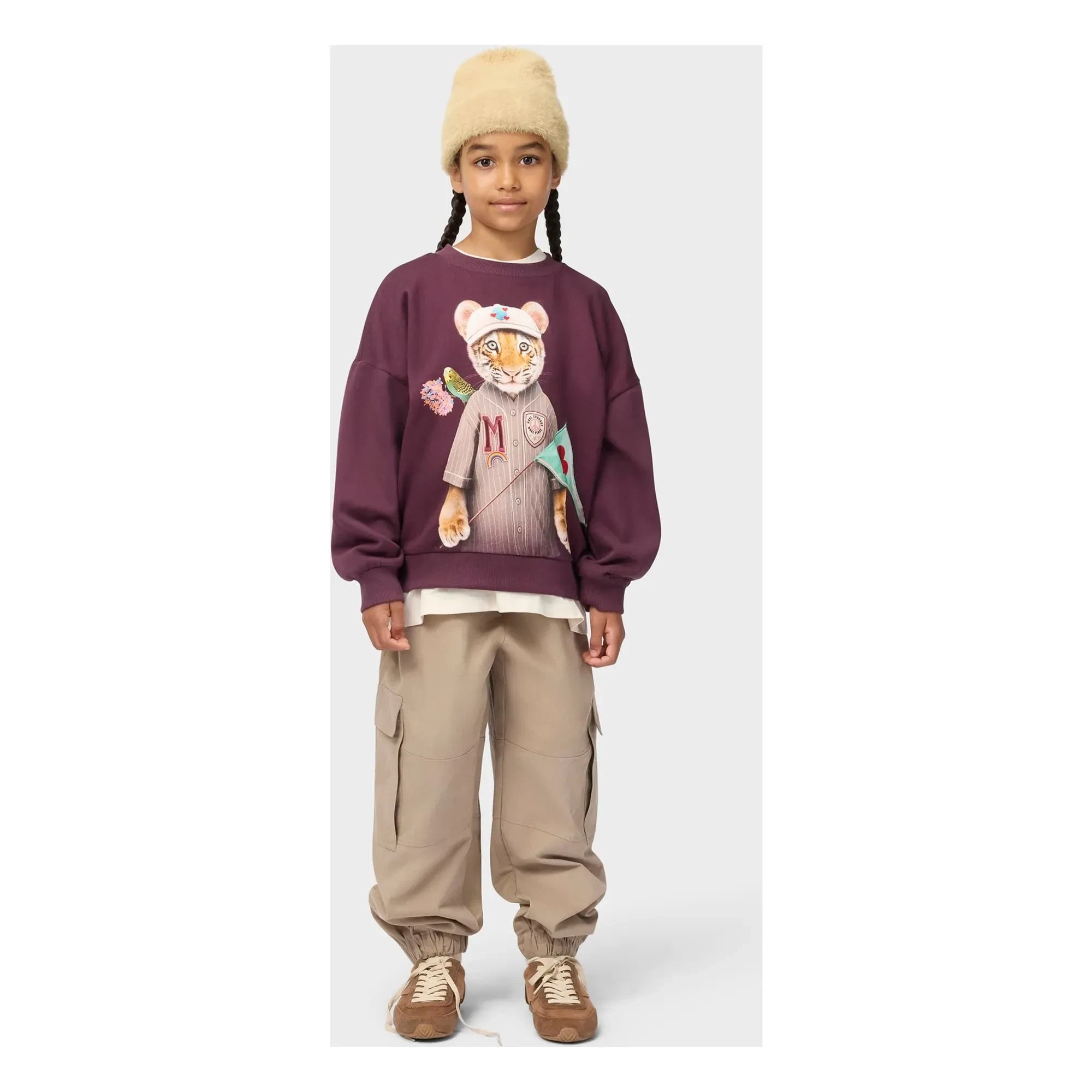 Molo - Sudadera de algodón orgánico Maxi Tiger | Burdeos