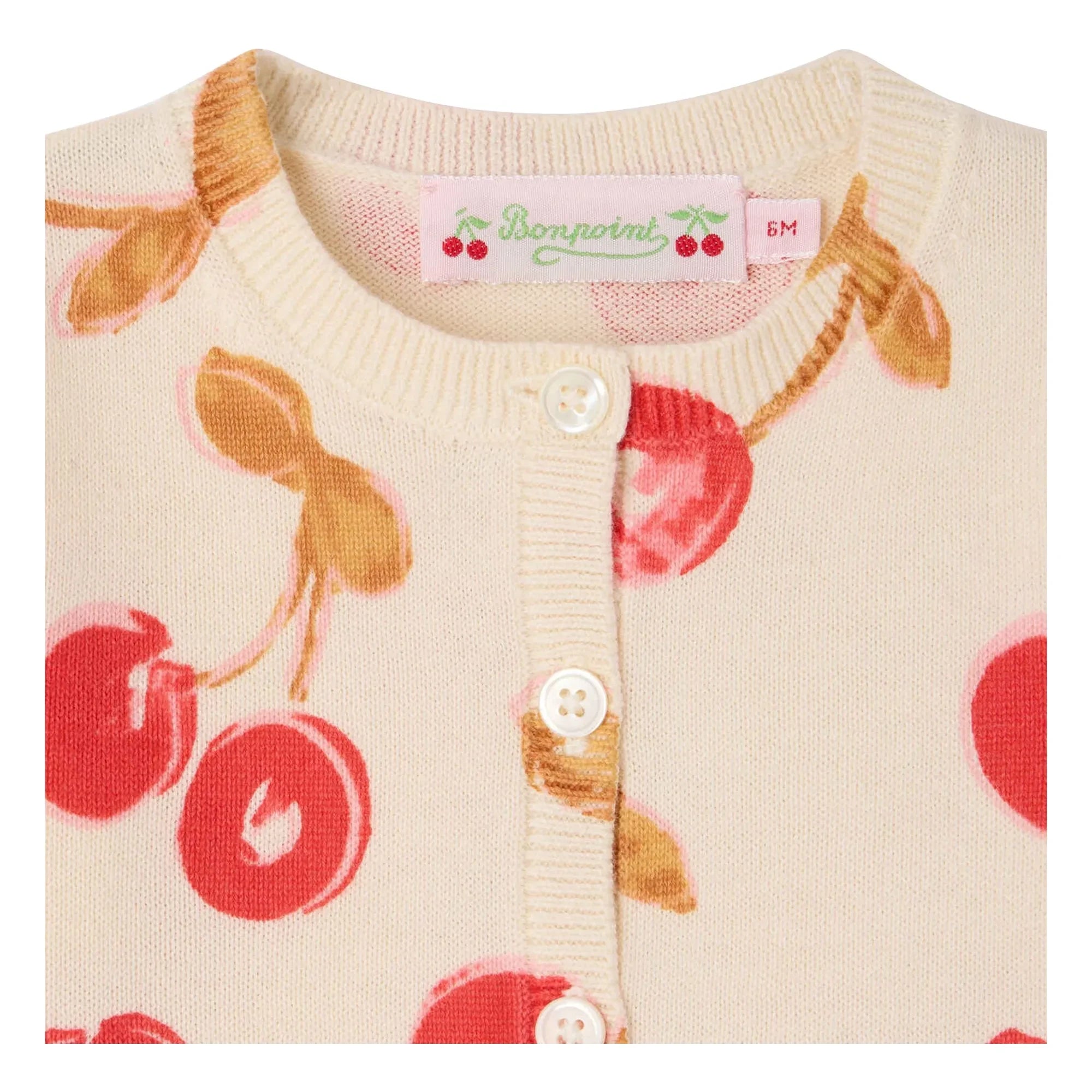 Bonpoint - Cárdigan Teyana de Algodón Orgánico con Estampado de Cerezas | Rojo