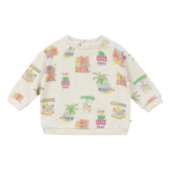 Arsène et Les Pipelettes - Sudadera Palm de algodón orgánico para bebé | Beige jaspeado
