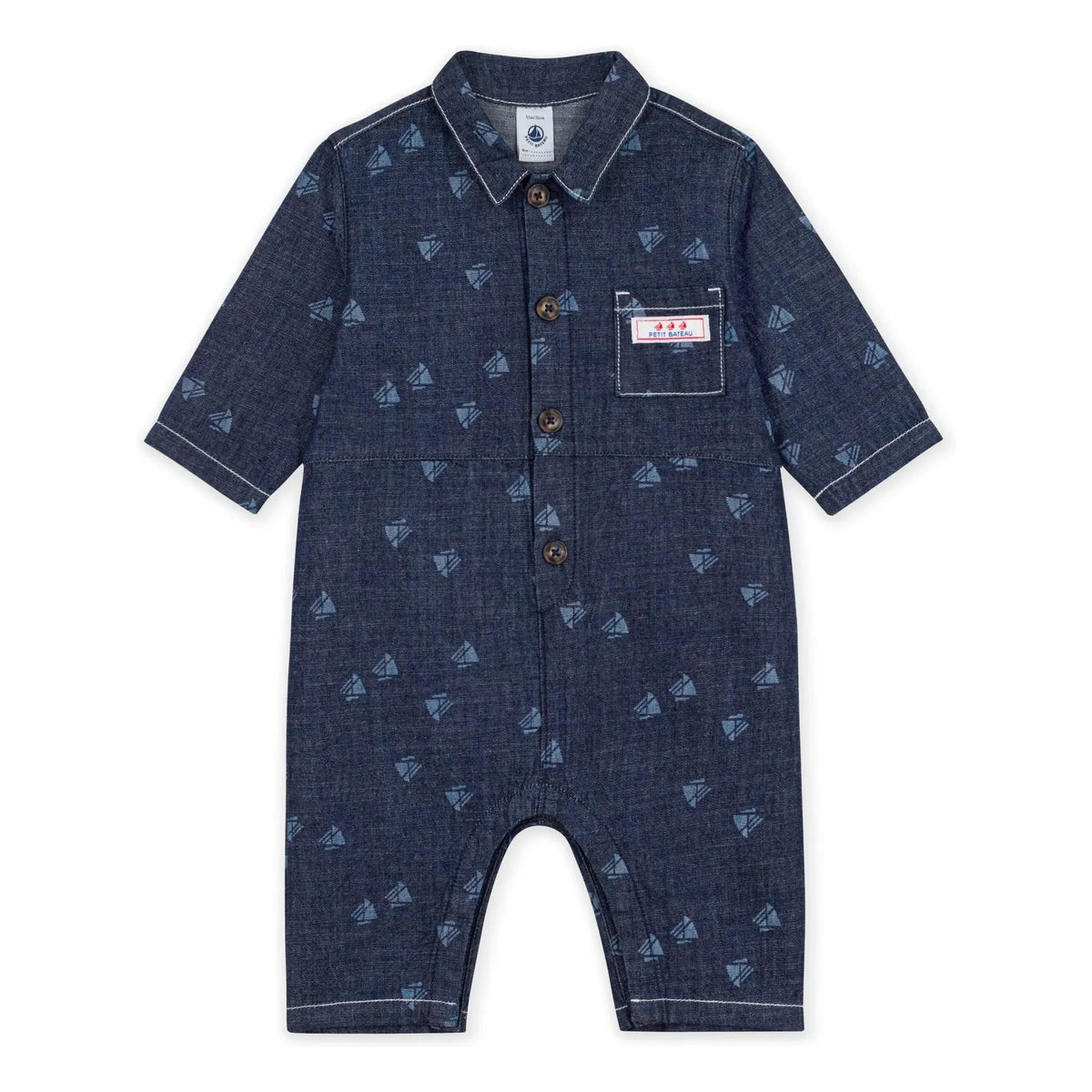 Petit Bateau - Peto de algodón orgánico Bateaux Denim | Azul marino