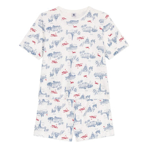 Petit Bateau - Pantalones cortos de pijama de algodón orgánico con volantes | Crudo
