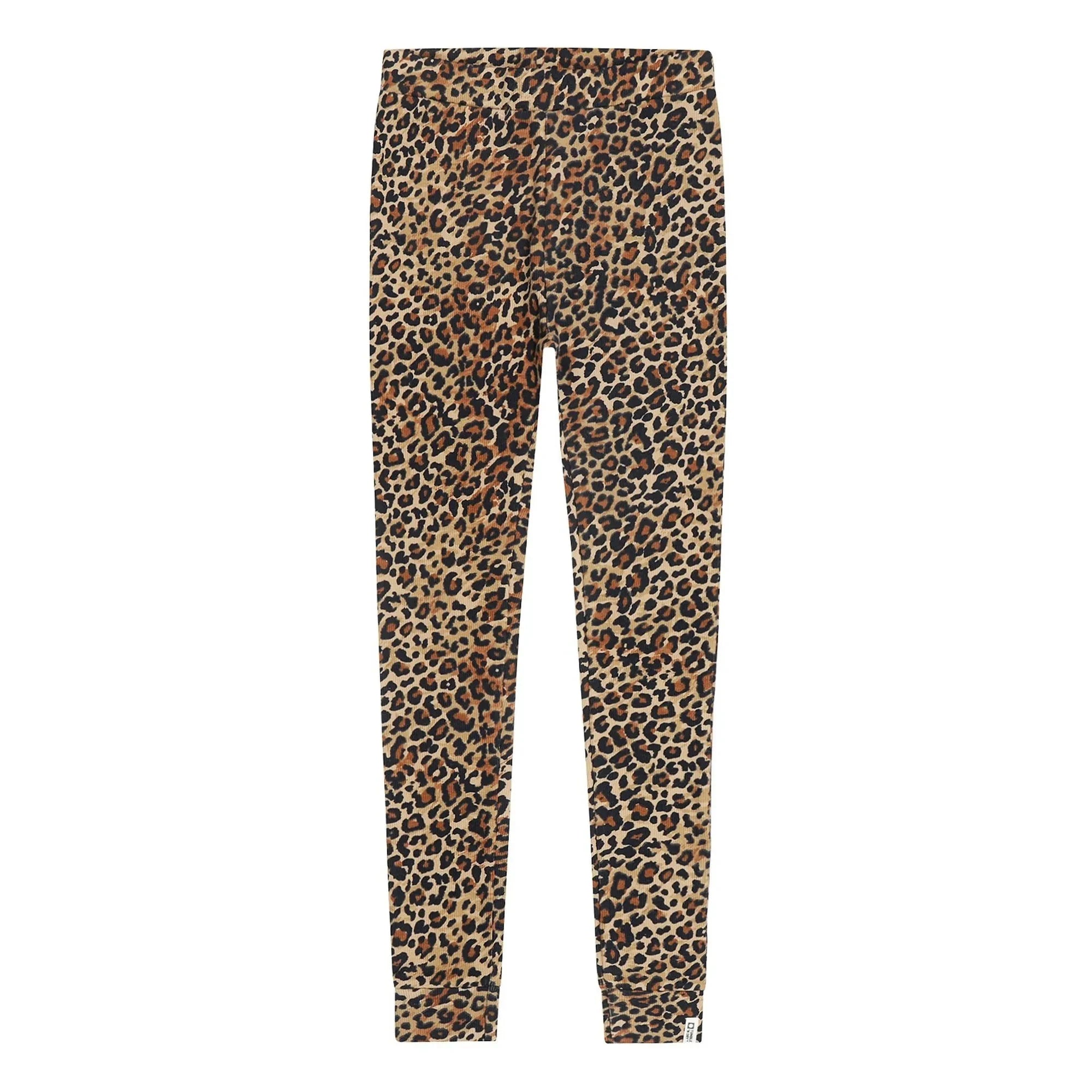 Tumble N'Dry - Leggings acanalados de algodón orgánico Cedro Leopardo | Marrón