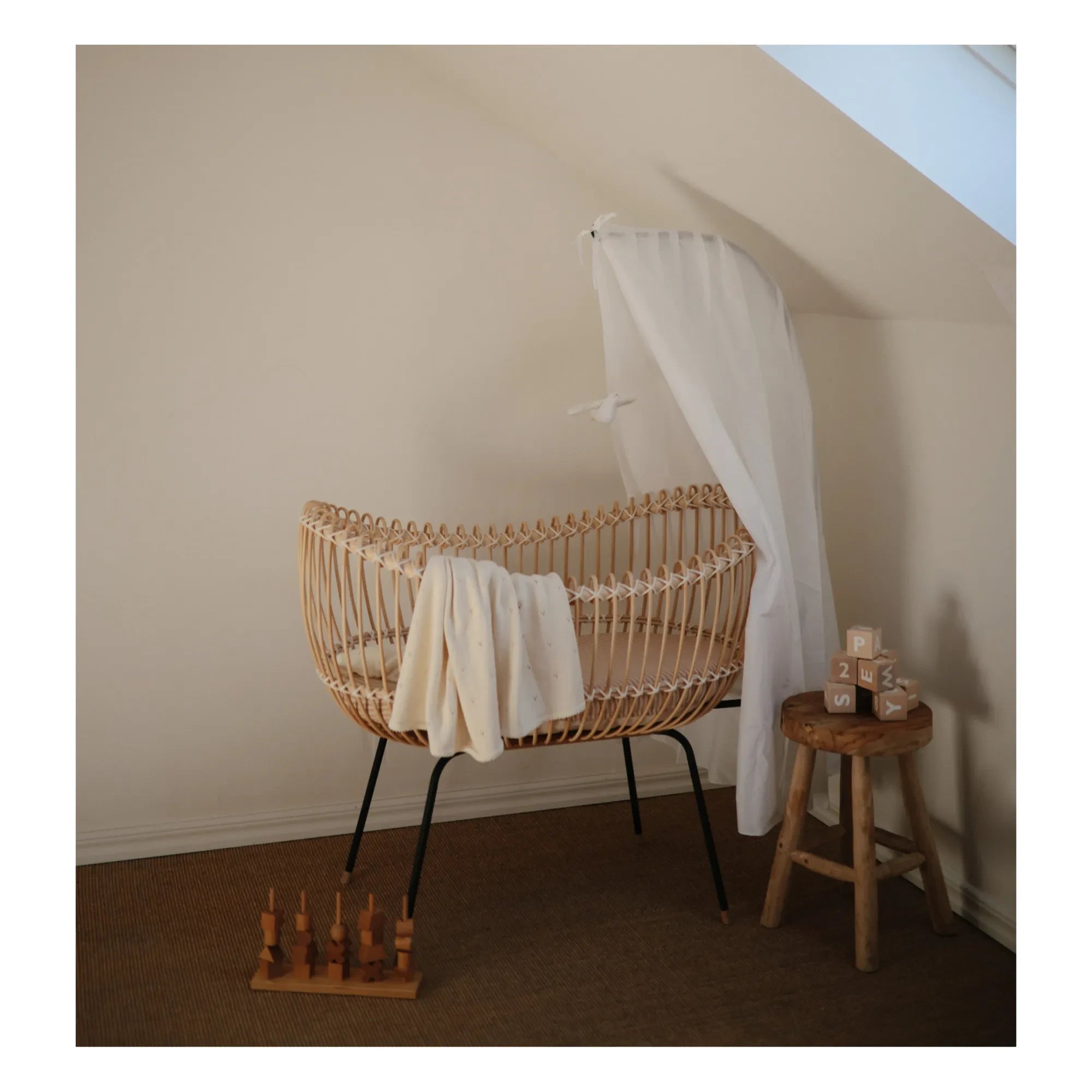 Bermbach Handcrafted - Lola cuna de mimbre - Cuerda de algodón