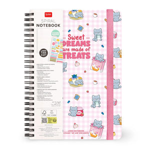 Legami - A5 Çizgili Resimli Sert Kapaklı Defter - Minik Kedi - Spiral Ciltli