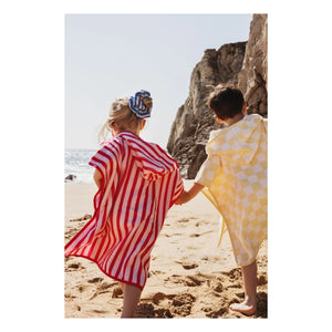 Jera Mini - Poncho de toalla a rayas | Rosa