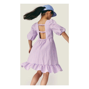 Mipounet - Vestido de manga corta fruncido con cuello cuadrado | Lila