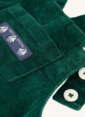 Petit Bateau - Peto de terciopelo de algodón orgánico | Verde cromo