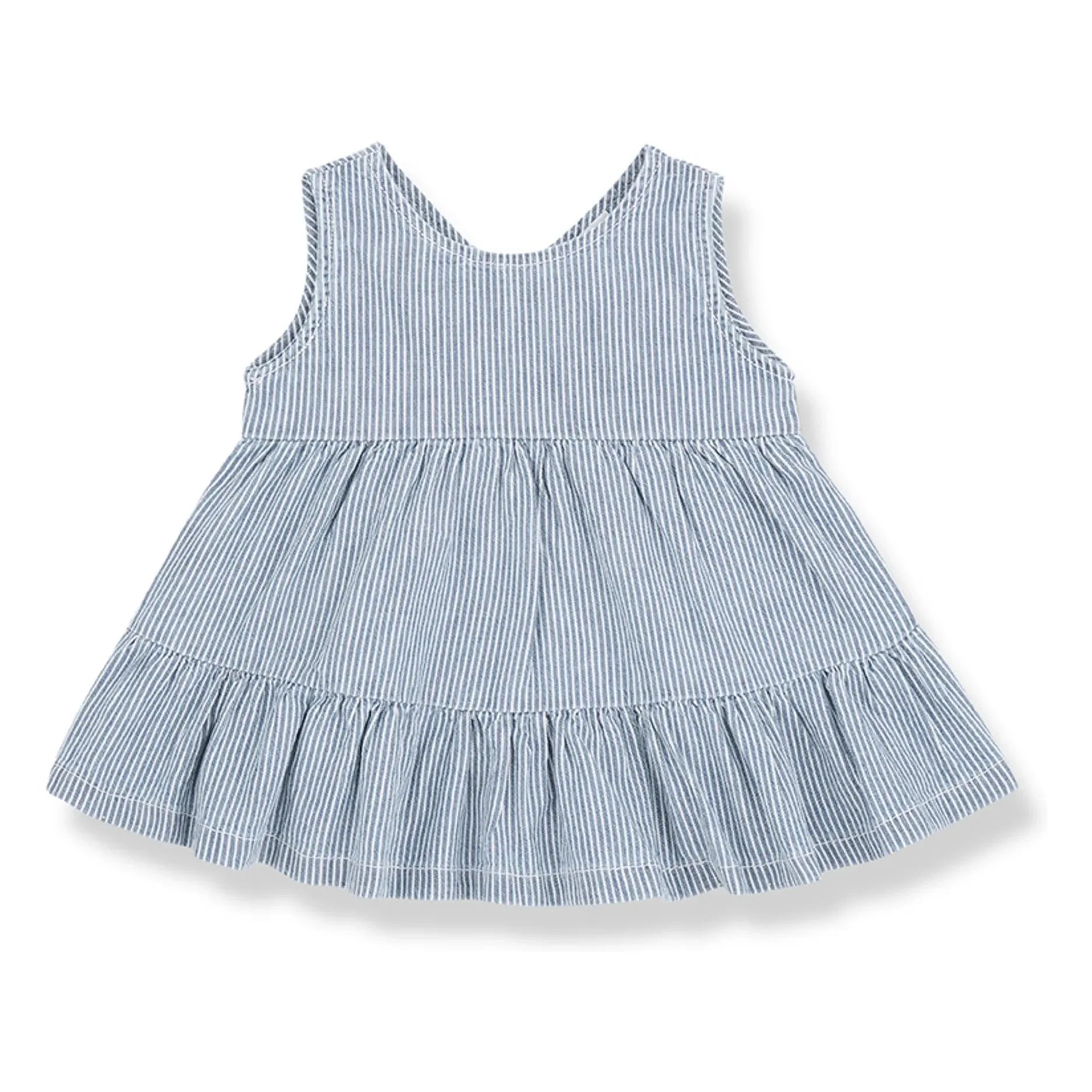 1+ in the family - Vestido de algodón orgánico a rayas Galdana | Azul claro