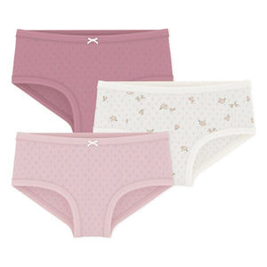 Petit Bateau - 3'lü Pointelle Organik Pamuk Yüksek Bel Külot Seti | Pembe