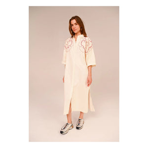Sacrécoeur - Vestido de algodón de batista bordado Lou Pivoine | Blanco