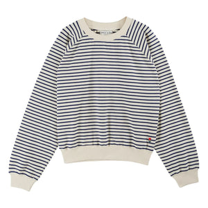 Emile et Ida - Sudadera de Algodón Orgánico a Rayas | Azul Marino