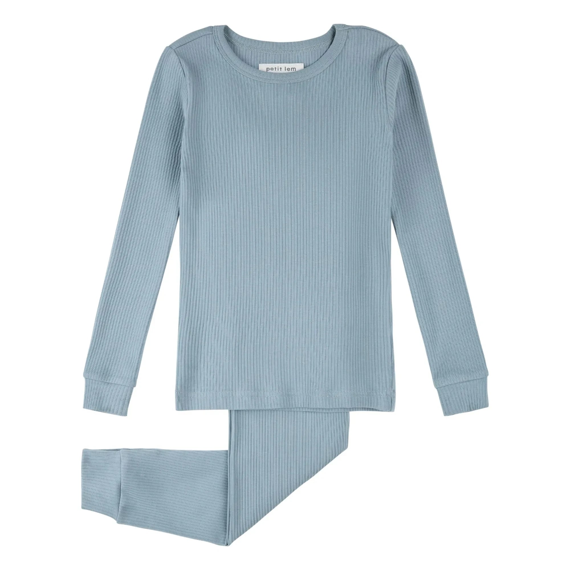 Petit Lem - Pijama acanalado de algodón orgánico y modal | Azul