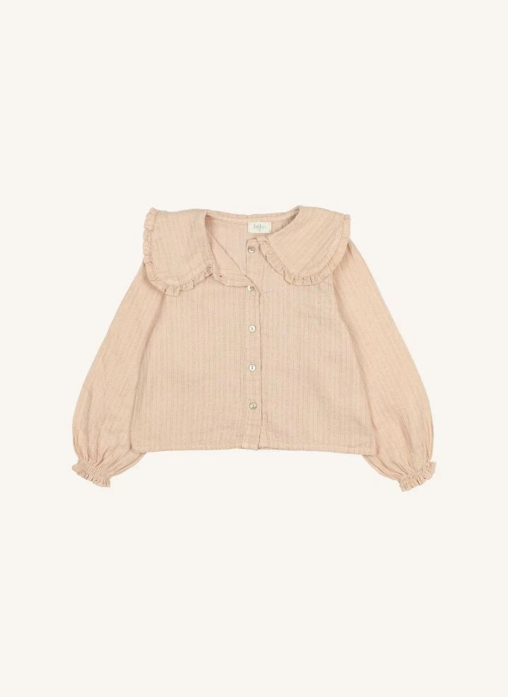 Blusa de gasa de algodón orgánico con lúrex Búho | Rosa
