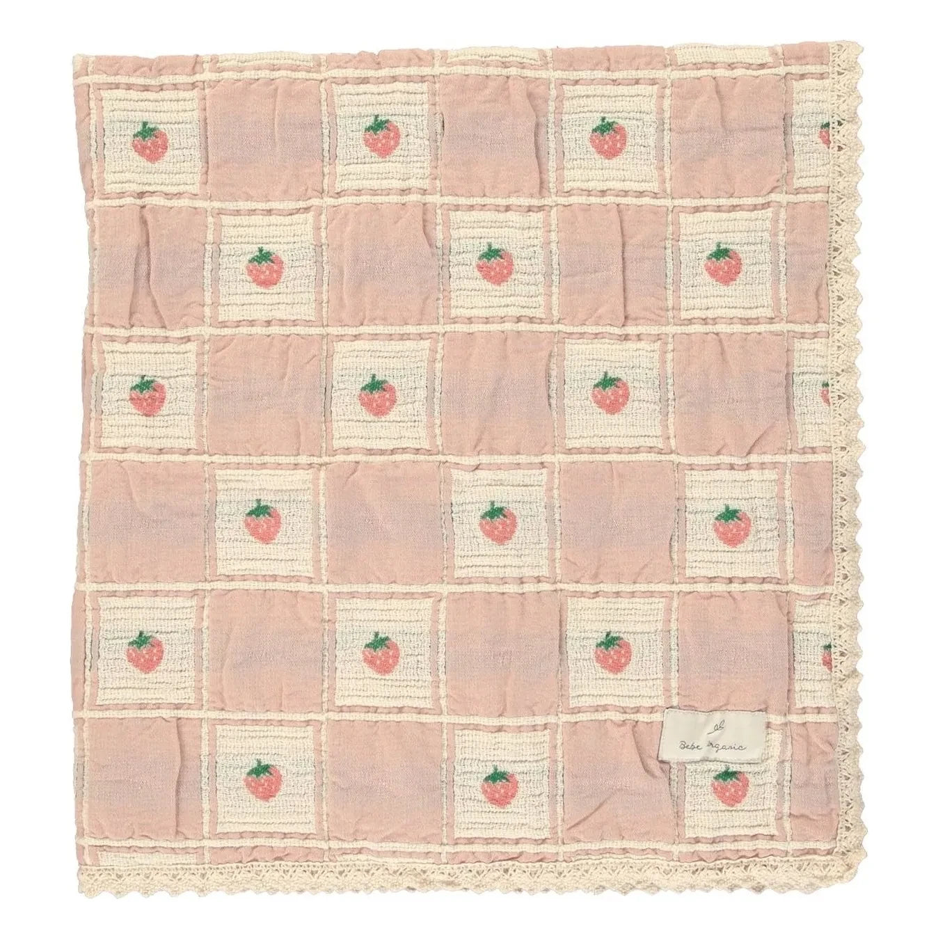 Bebe Organic - Manta de algodón orgánico con fresas | Melocotón
