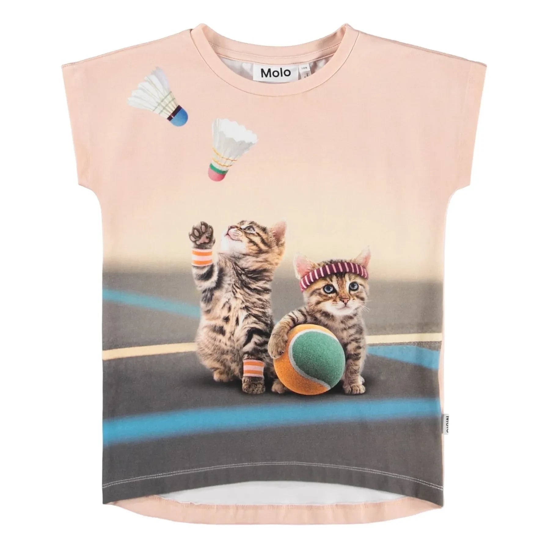 Molo - Ragnhilde Organik Pamuklu Kedi Desenli Tişört | Açık Pembe