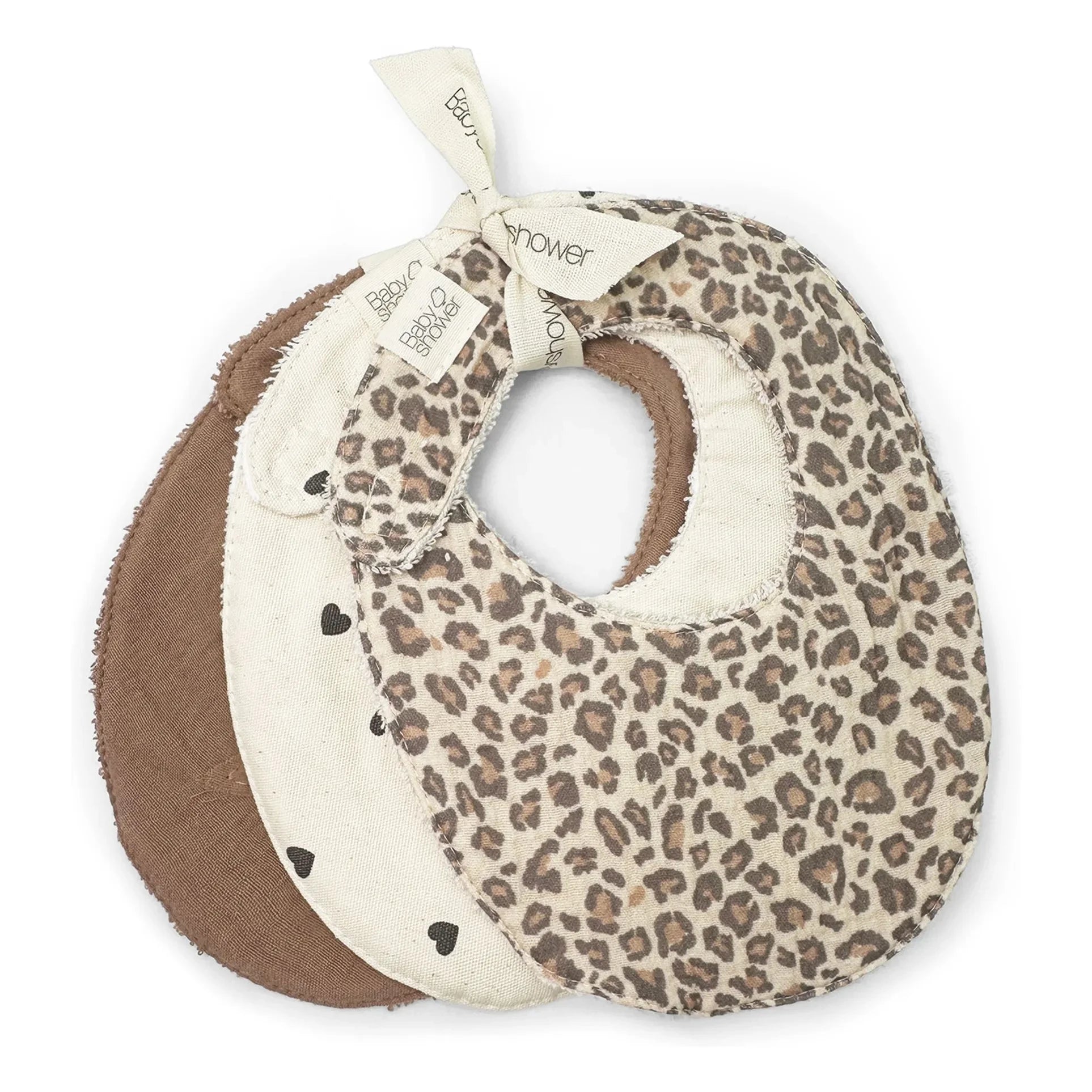 Babyshower - Juego de 3 baberos con estampado de leopardo