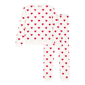 Petit Bateau - Conjunto de Pijama Corazón - Colección Mujer | Blanco