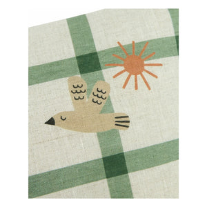 Nobodinoz - Cojín rectangular Oiseau Vibes - Lino francés | Verde
