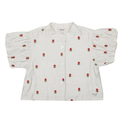 Donsje - Blusa de Tencel con Flores Eliora | Crudo